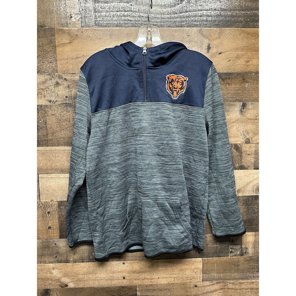 NFL Team Apparel Youth 1/2 Zip Chicago Bears Hooded Sweater Size X-Large (16/18)